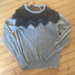XS grey with black lace BUFFALO by David Bitton sweater.